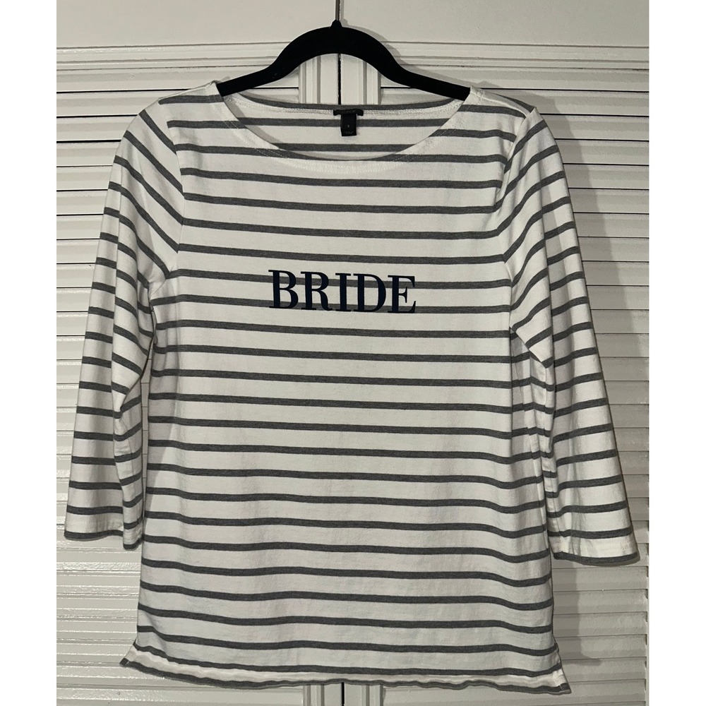 J.Crew Bride Sailor Striped Heather Graphite Cotton‎ Tee Size S